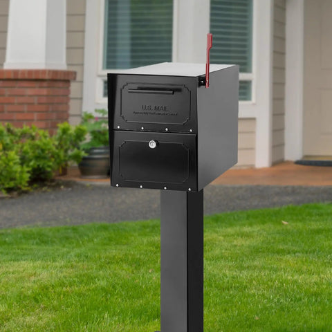 Oasis 28 Inch Pedestal Mailbox Post In Galvanized Steel Weatherproof Black Powder Coat Built To Last Outdoor Mailbox Support