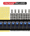 Package includes Eight Gang Rocker Switch Panel With Aluminum Waterproof Dash Mount For 12V And 24V Vehicles Boats RVs Trailers