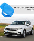 Easy Snap Fit Washer Fluid Cap OEM 3Q0955455 Direct Replacement For Windshield Washer Reservoir Compatible With Volkswagen Atlas Jetta GTI 2019 2021, blue cap with car
