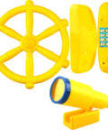 Pirate Ship Steering Wheel And Telescopes 3 Pack For Kids Plastic Swingset Accessories in Yellow with Phone and Hardware