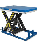 Heavy Duty Wireless Hydraulic Lift Table With 4400 Lbs Capacity, Big 51 Inch Platform, 41 Inch Rise Height, side view in workshop.