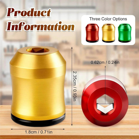 Magnetic Ring For Screwdriver Head Must Have Anti Slip Detachable Universal Fit For Electric Screwdrivers Drills And Impact Wrenches Your Go To Tool For Home Repairs And Woodworking; gold, red, green options shown with dimensions.