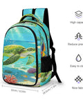 Coral Reef Sea Turtle Print Unisex Backpack Large Capacity Durable Polyester Daypack With Smooth Zipper for Everyday Use