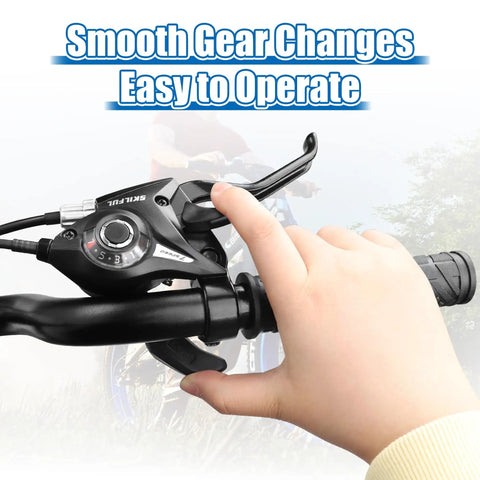 3x8 Speed Bike Shifter Lever Set With Gear Indicator and V Brake Cable, hand operating the 24 Speed Shifter, easy to use grip