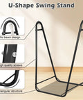 U Shaped Stand Hammock Chair With Cotton Swing Seat And Side Pocket, Heavy Duty Metal Frame features detailed view of design