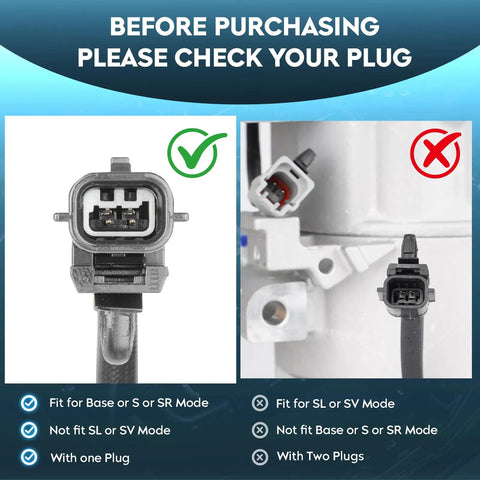 Top Shelf Ac Air Conditioning Compressor Assembly With Clutch And Electronic Plug Fits Nissan Altima 2013 Through 2018 Base S Sr Trim plug comparison image.