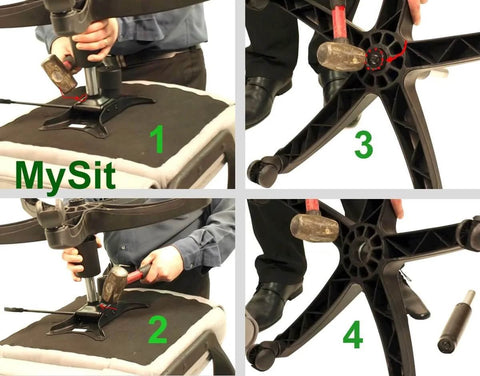 Heavy Duty 5.5 Inch Gas Lift Cylinder Replacement For Office Chairs, installation steps with tools and chair base