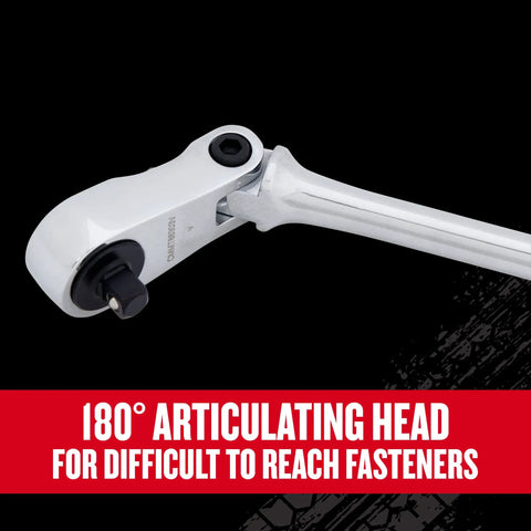 V Series One Quarter Inch Drive Ratchet With 80 Tooth, Flexible XL Head, 180 Degree Articulating Neck Shown