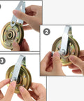 Assembling Heavy Duty Garage Door Pulley Kit With 3 Inch Pulleys And 3 Eighths Inch Track Kit Includes 8 Golden Pulleys 8 Silver Clevis Forks And 8 Bolts And Nuts Set All In One For Quick Easy Durable Garage Door Repairs