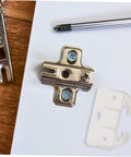 12 Piece Plastic Drawer Latch Kit Sliding Rails for Kitchen Cabinets and Dressers, metal latch and screw set displayed