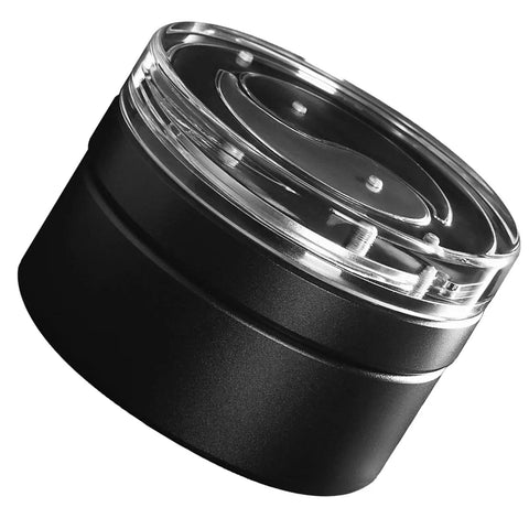 Smooth Operator 58mm Coffee Distributor And Leveler For Tight Espresso Pucks Top Shelf Tool, black metal with clear top, for home baristas.