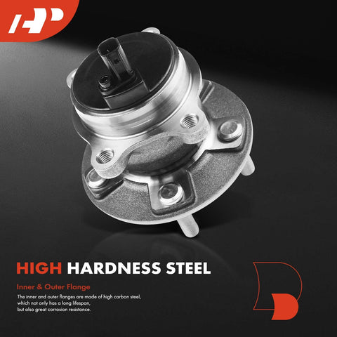 Close-up of Two-Pack Rear Wheel Bearing And Hub Assemblies With ABS For Ford Focus 2012-2018, 5-Lug.