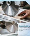 Close-up of saw and ruler used on machine with Durable Flexible Magnetic Measuring Tape 39.37 Inch With Inches And Centimeters Dual Units For Classroom Whiteboard Workshop Milling Machines Drawing And Craft Table visible.
