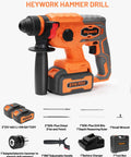 Cordless Rotary Hammer Drill With Brushless Motor, 4 Modes, Variable Speed, SDS Plus Chuck, 21V 2x4.0Ah Li Ion Battery And Charger