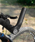 110mm Aluminum Mountain Bike Bar Ends For MTB Handlebar, 6061 T6 Alloy, Ergonomic Bend With Sand Finish, Black End Caps