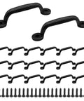Black Barn Door Handles 10 Pcs Zinc Alloy Retro Gate Pulls with Mounting Screws for Cabinets and Closets, 2.95 Inch Hole Spacing