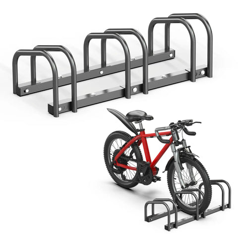 Three Bike Floor Stand For Garage And Indoor And Outdoor Use Space Saving Bike Rack That Mounts To Floor Fits 22 To 28 Inch Wheels