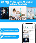 2K Pan Tilt Indoor Security Camera with AI Motion Detection and 2 Way Audio for round the clock home surveillance screen view