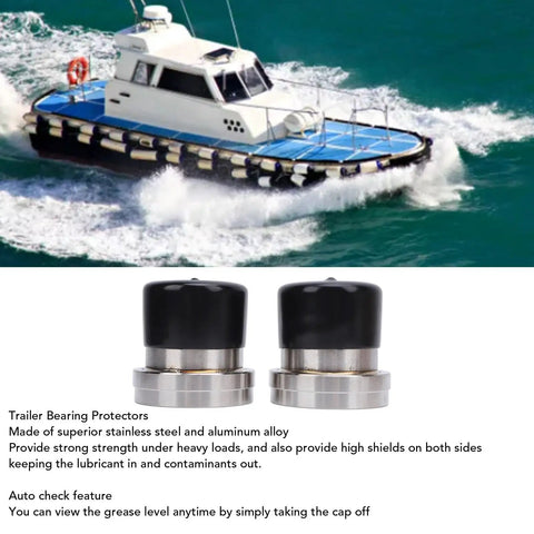 2 Pack Trailer Bearing Protectors With Stainless Steel Dust Caps Double Sided Seals Replacement Bearing Shield 2.44 Inch Diameter