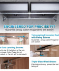 Diagram showing Under Sink Support Brackets 24 to 59 Inch Adjustable Undermount Sink Bars, Beefy Heavy Duty Stainless Steel, 800 Lb Capacity.