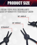 12 Piece Universal Snap Ring Pliers Set Heavy Duty Fixed Tip Internal And External Pliers With 3 Angle Sizes