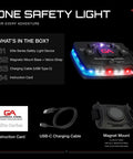 Elite Hands Free Safety Light With Infrared Hybrid Beams Front Red Blue White And Rear Red Blue Rechargeable Magnetic Wearable Flashlight, box contents including USB-C cable and mount