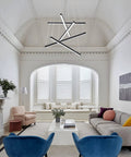 Sleek Modern LED Chandelier With 5 Lights Black Linear Pendant Ceiling Light in elegant living room setting