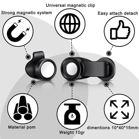 Black ABS Three Piece Hydration Hose Magnetic Clip Set For Water Tube Bladder Clip Keeps Drinking Valve Tube In Place