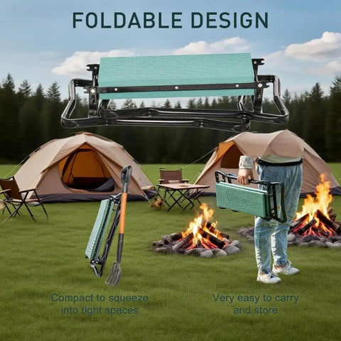 Foldable Ergonomic Garden Kneeler And Seat Bench with Soft EVA Foam and spring handles, shown folded for easy portability.