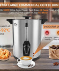 Large 45 Cup Coffee Urn With 8L Capacity, 950W Quick Brew Percolator for catering events on kitchen counter with indicator light