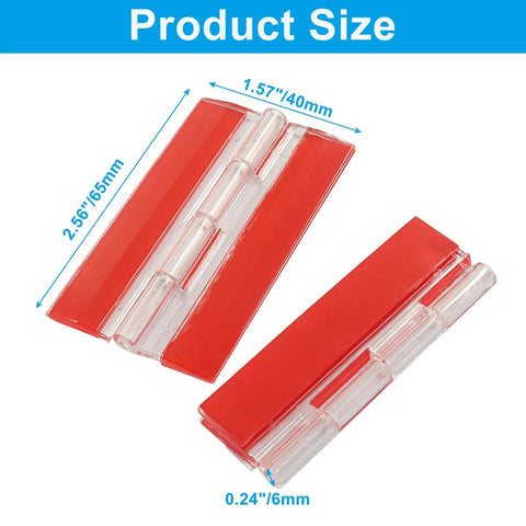 Heavy Duty Clear Plastic Hinges 65X40Mm 4 Pack Impact Resistant Acrylic Pivot Hardware For Diy Creations Slick Rock Solid Build. Product size display.