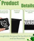 Image showing details of 5 Piece Seed Starter Tray Kit With 60 Square 3.5 Inch Pots, including air-permeable design and durability.