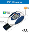 Deluxe Peak Flow Meter Kit For Home Use Lung Health With PEF And FEV1 Readings Early Asthma Attack Detection Spirometer For All Ages Perfect For Monitoring Asthma COPD And Other Lung Conditions, blue white handheld meter