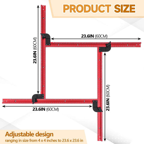 Juice Groove Router Jig for Cutting Boards Pro Grade Adjustable Router Guide Frame with Rails, size up to 23.6x23.6 inches