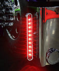 LED trailer light bars, 9.25 inches, red/amber, chrome plastic housing with dual metal stud mounts (pair).