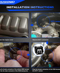 Installation instructions for Muzzler Harness Disable Kit for 3.5L V6 VCM Engines showing connectors and ECT1 sensor setup.