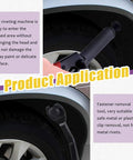 41 Piece Pro Grade Poly Rivet Gun Kit With Rivet Removal Tool shown removing fasteners on a car wheel well