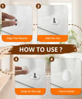 Step-by-step guide showing installation of Six Piece Ceramic Frog Toilet Bolt Cover Set Includes Universal Screw Caps With Washers.