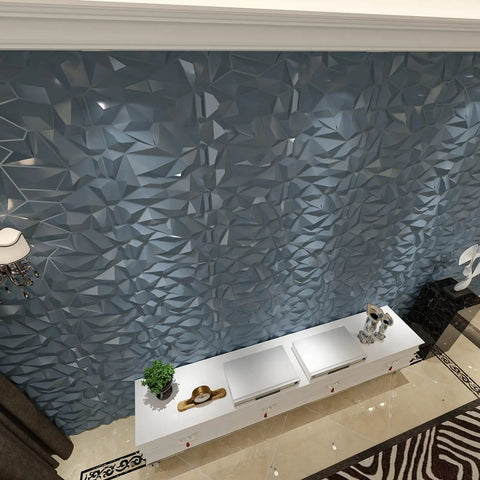 Gray 3D Wall Panels Pack Of 12 19.7 By 19.7 Inches Durable PVC Tiles in modern room decor