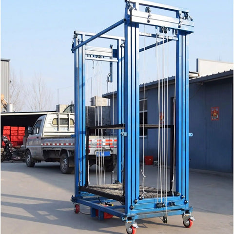 Heavy Duty Industrial Electric Lifting Cart With Wireless Remote Control, built for high reach tasks with a steel frame and caster wheels.