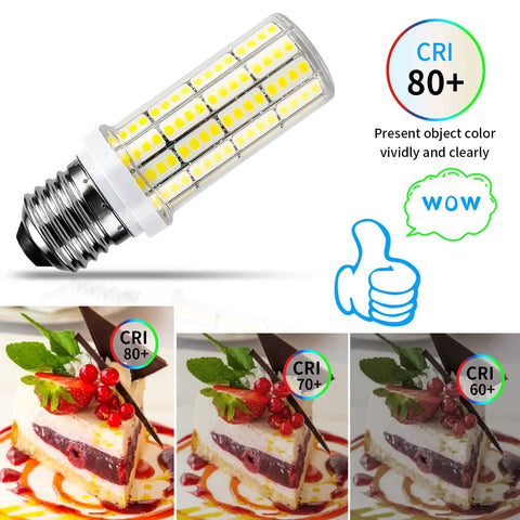 6 Pack LED Light Bulbs 200W Equivalent 2500 Lumen 5000K Cool Daylight E26 E27 Base Super Bright Energy Saving 20W Replacement for Incandescent Hella Bright For Home And Office Lighting shown with high CRI display.