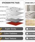 Penny Round Tile Peel And Stick Backsplash Kit With White Marble Look And Silver Metal Accent tile composition and comparison chart