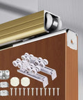 Ultra Quiet Pocket Door Rail Kit With Ceiling Mount Box Track, No Fuss Smooth Sliding Barn Door System, Hidden Hardware