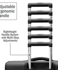 Front view of Samsonite UpLIFT softside carry-on luggage with adjustable ergonomic RightHeight handle, black