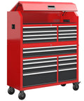 Ultimate 56 Inch Rolling Tool Chest Combo With 18 Drawers, Heavy Duty Steel Cabinet, Built-In Power Outlet, Locking System, And Mobile Wheels For Garage Or Workshop, Perfect For Mechanics And DIYers At Home