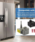 Refrigerator Start Relay Kit With Run Capacitor W10189190 W10662129 alongside a stainless steel fridge in kitchen