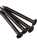 Close-up of black round head miniature wood screws nails for furniture decor 0.71 inch long 1.8 cm small nails pack of 50 for craft projects