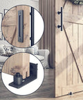 Eight Point Two Foot Sliding Barn Door Hardware Kit With Smooth Quiet Track Easy To Install Includes Step By Step Installation Instructions Fits Forty Eight Inch Wide Door Panel J Shape Hanger Beefy Alloy Construction With Black Powder Coat