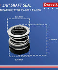 PS-200 AS-200 5/8 Inch Shaft Seal Kit For Aqua-Flo XP2 Pool Pump Replacement, black and silver seal with size markings