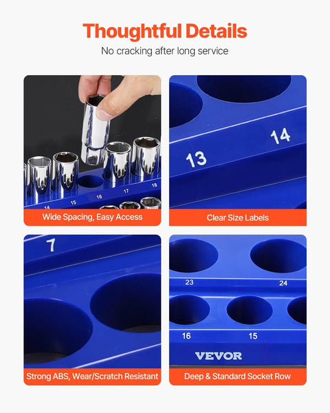 Top Tier Magnetic Socket Organizer Set Featuring Six Heavy Duty Holder Trays Compatible With 1/4 3/8 1/2 Inch Metric Sae Drives To Grip Up To 143 Standard Deep Sockets For A Smooth Shop Setup